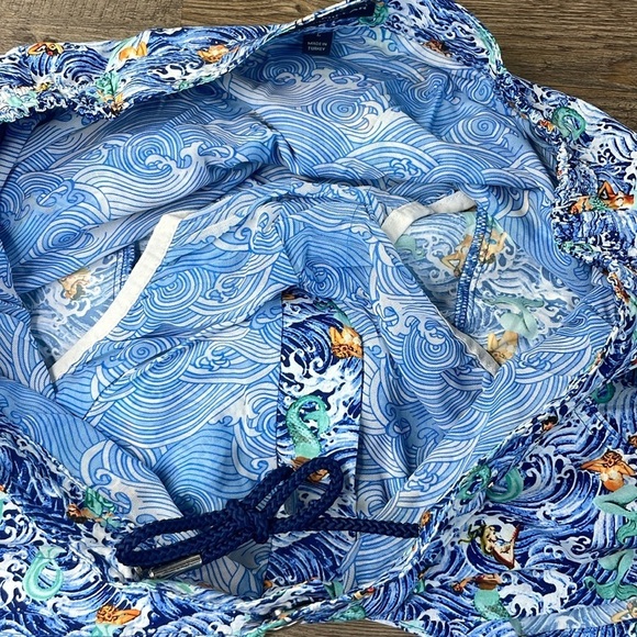 Peter Millar Men’s Blue Green Mermaid Print Swim Trunk Gemma, size Large - Picture 3 of 8